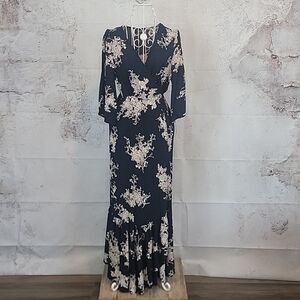 Papillion Wrap Dress Maxi Floral Print Womens Size L